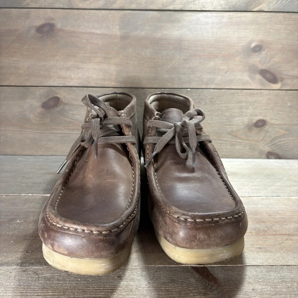 clarks stinson mens size 10.5 shoes brown leather comfort chukka boots